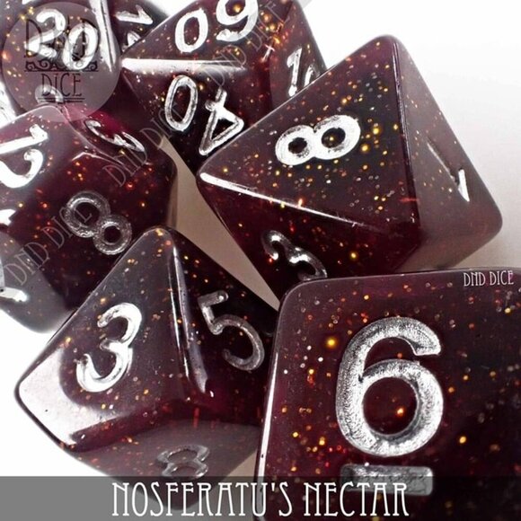DND Dice Set - Nosferatu's Nectar - 7 Resin Dice - Fantasy RPG Tabletop Gaming - Picture 2 of 3